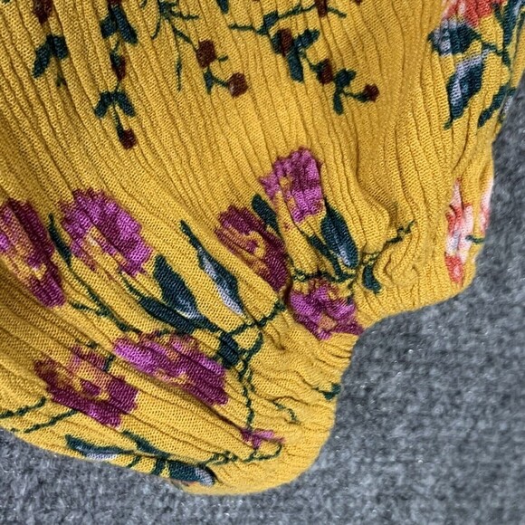 Altar’d State Boho Crop Full Top Prairie M Balloon Sleeve Button Back Floral - Picture 13 of 16